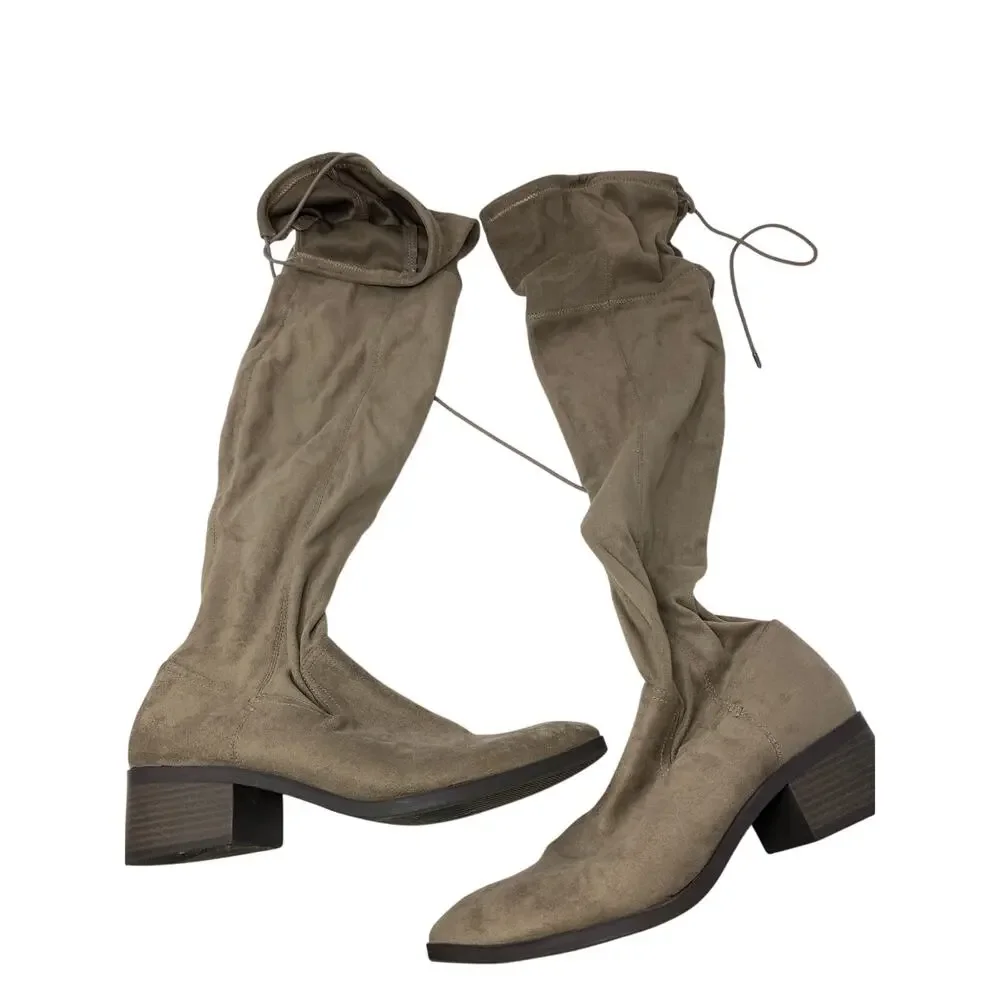 SM By Steve Madden New York Over The Knee Boots Womens Size 10 Brown Faux Suede
